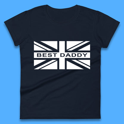 Best Daddy Vintage Union Jack Great Britain United Kingdom England Flag Patriotic Dad Father's Day Womens Tee Top