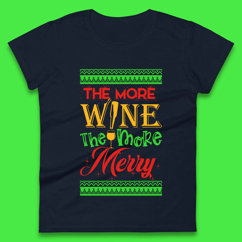 More Wine More Merry Christmas Womens T-Shirt