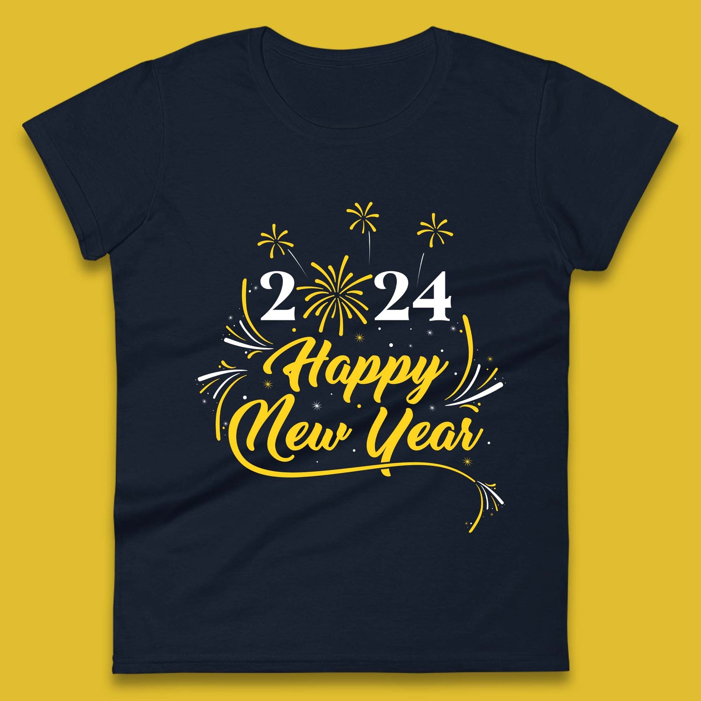 2024 Happy New Year Fireworks Womens T-Shirt