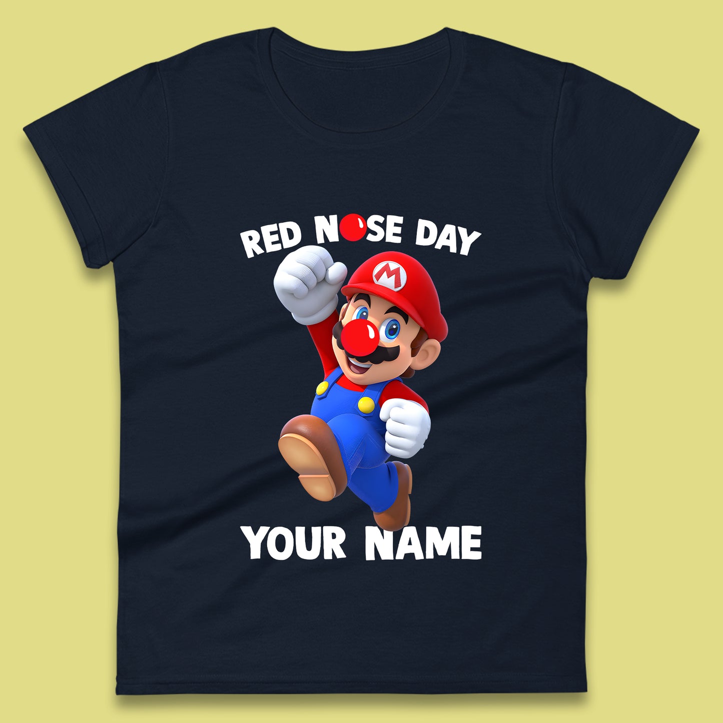 Personalised Super Mario Red Nose Day Womens T-Shirt