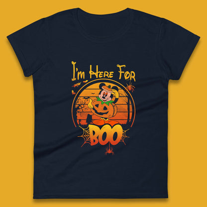 I'm Here For The Boo Halloween Disney Mickey Mouse Pumpkin Horror Scary Disneyland Trip Womens Tee Top