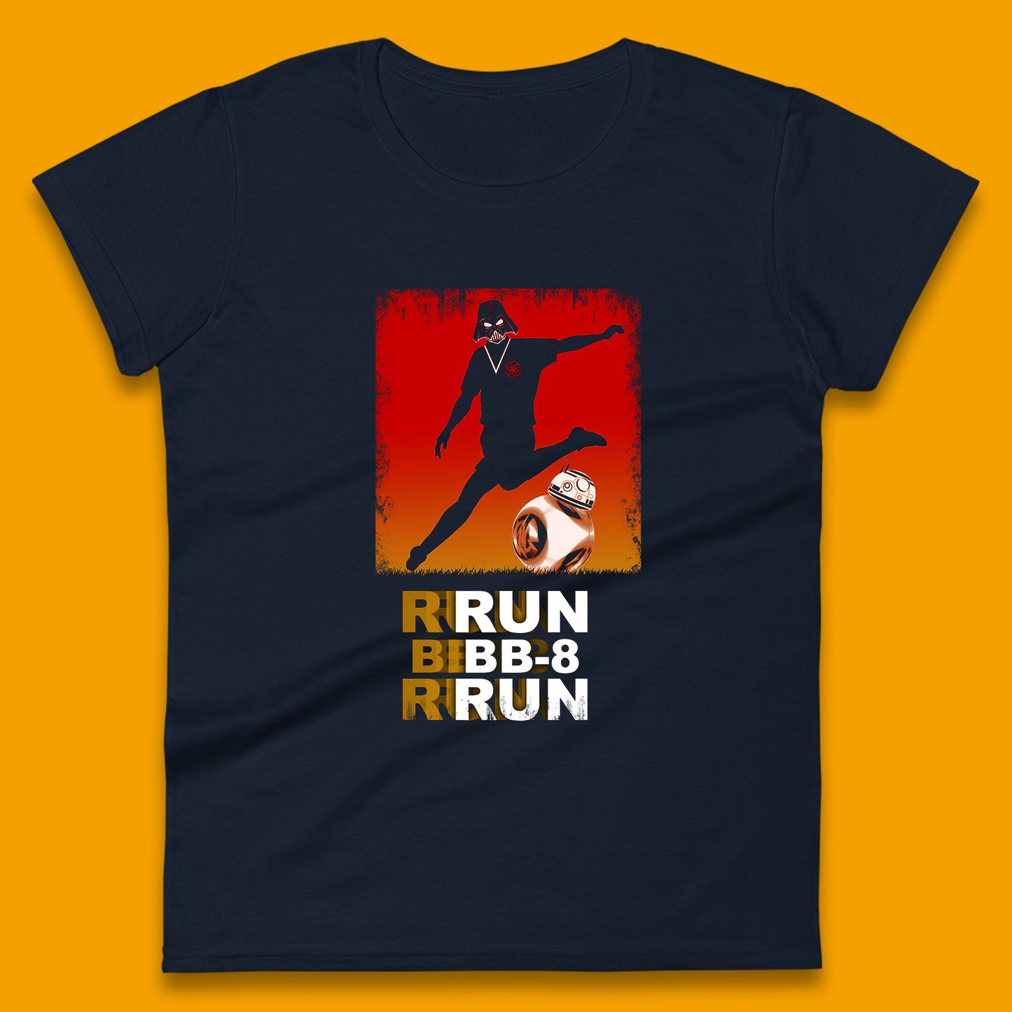 Run BB-8 Run Darth Vader Hitting BB8 Sci Fi Adventure Movie Character Star Wars 46th Anniversary Womens Tee Top