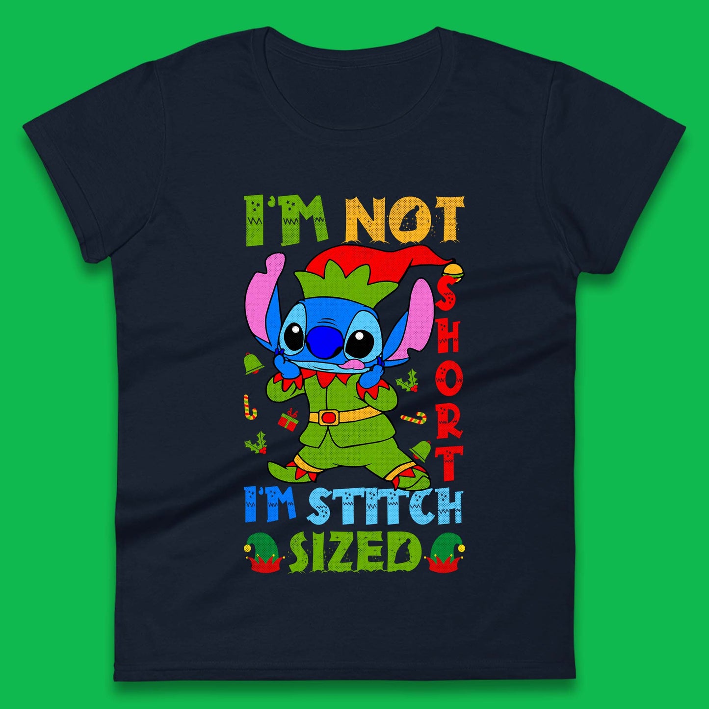 Elf Stitch Christmas Womens T-Shirt