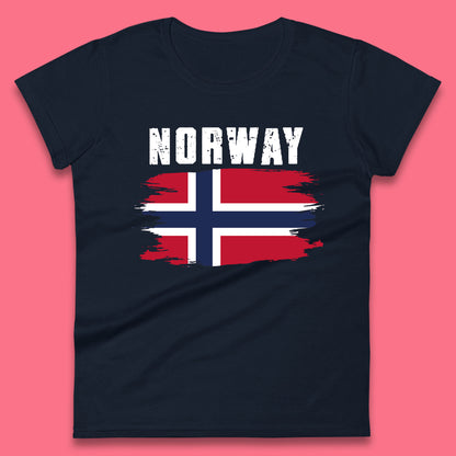 Distressed Norway Flag Kingdom Of Norway Patriotic Norwegian Flag Womens Tee Top