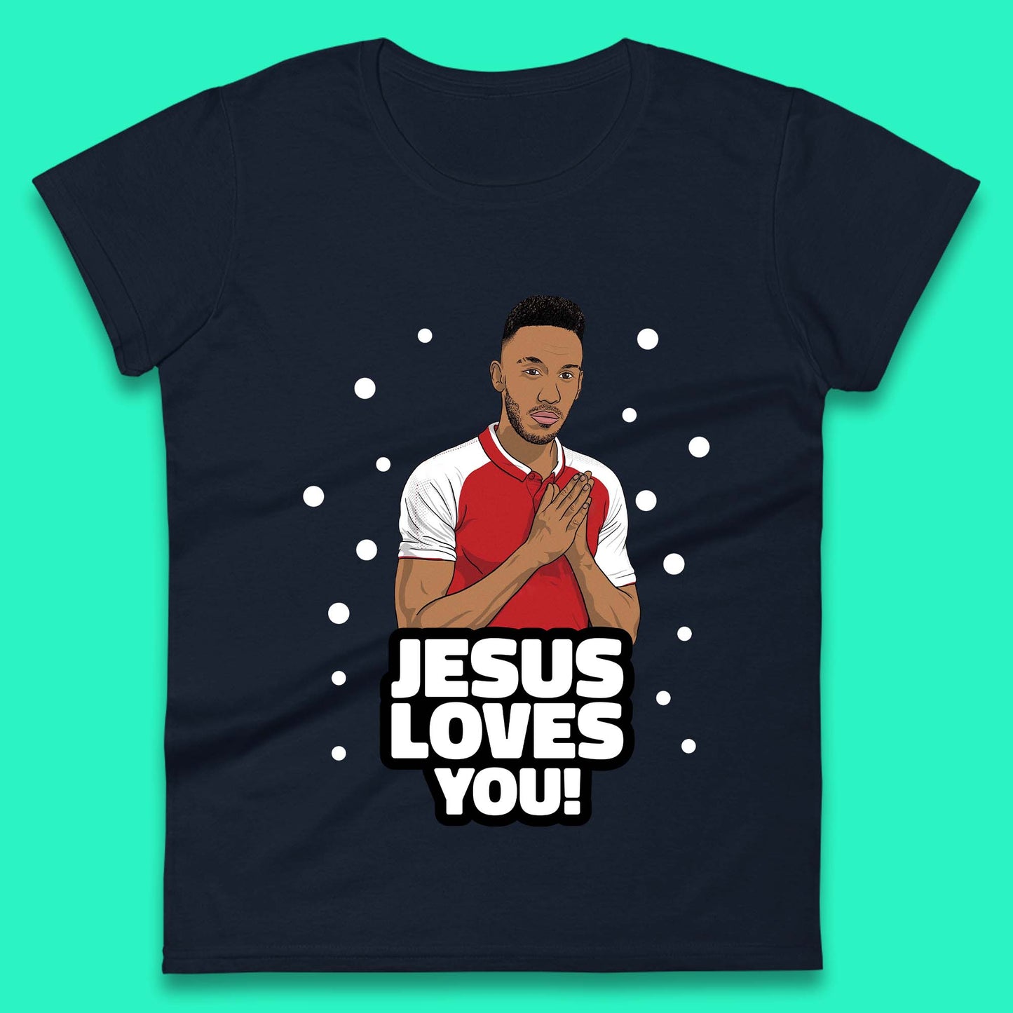 Jesus Loves You Footballer Christmas Womens T-Shirt