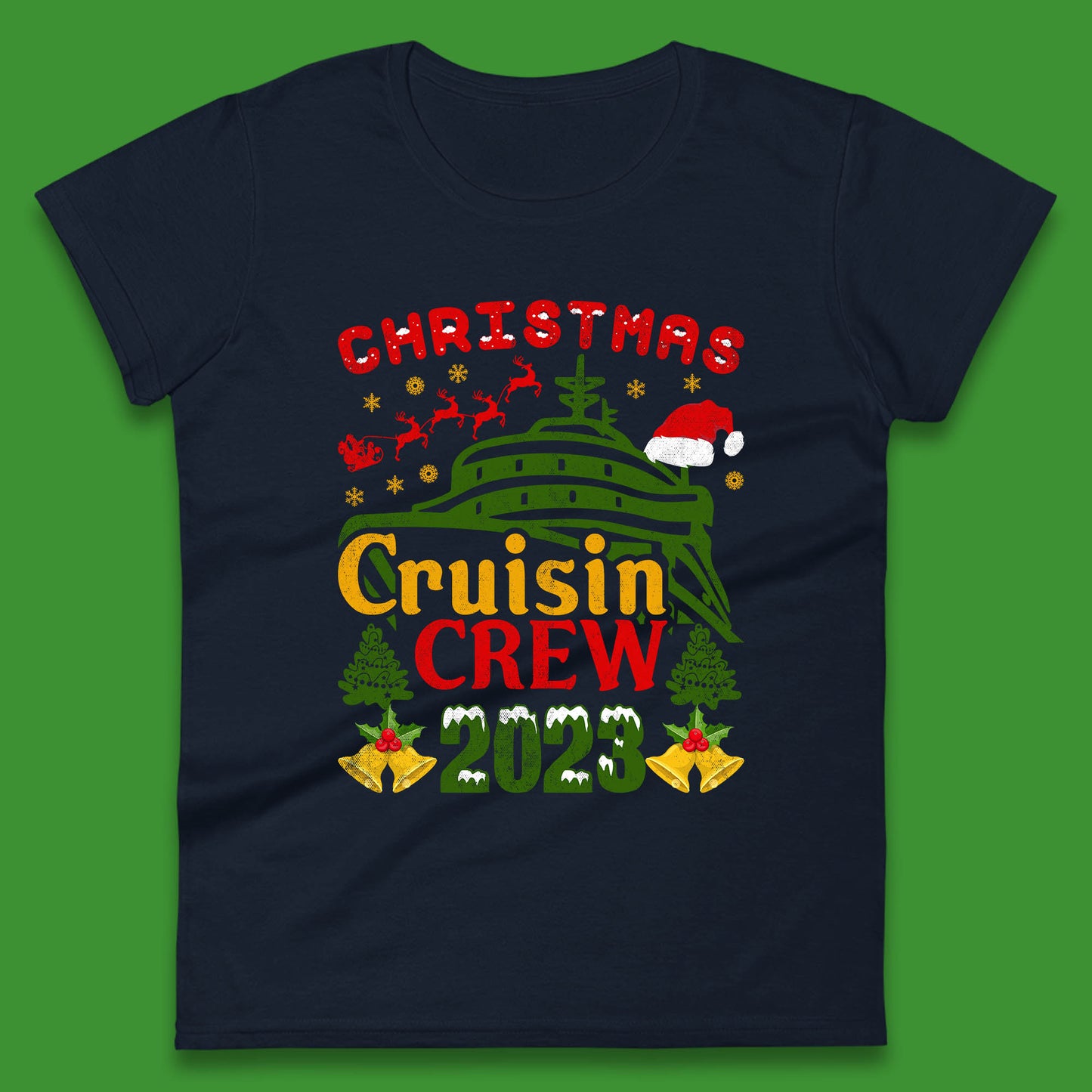 Christmas Cruisin Crew 2023 Xmas Cruise Vacation Cruising Squad Womens Tee Top