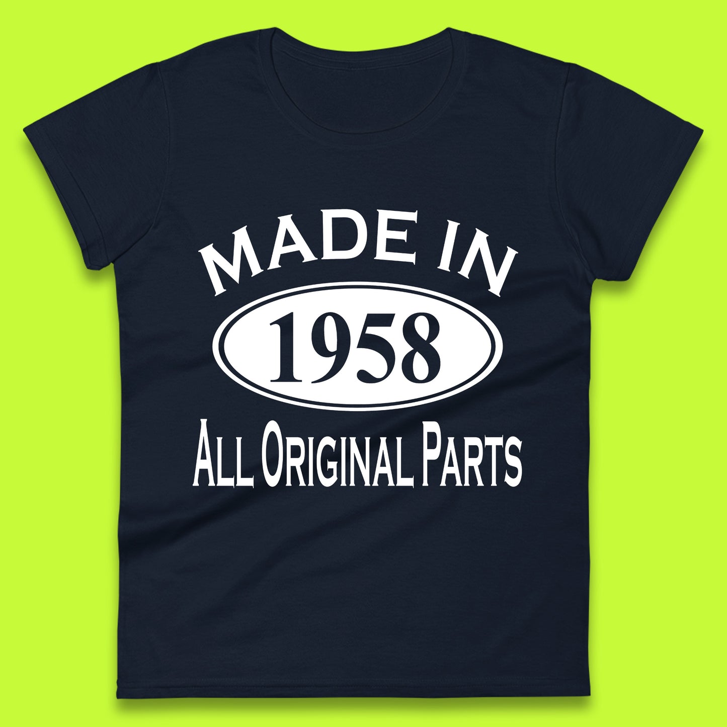 Made In 1958 All Original Parts Vintage Retro 65th Birthday Funny 65 Years Old Birthday Gift Womens Tee Top