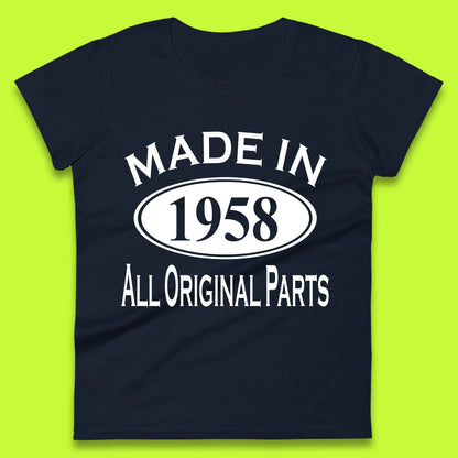 Made In 1958 All Original Parts Vintage Retro 65th Birthday Funny 65 Years Old Birthday Gift Womens Tee Top