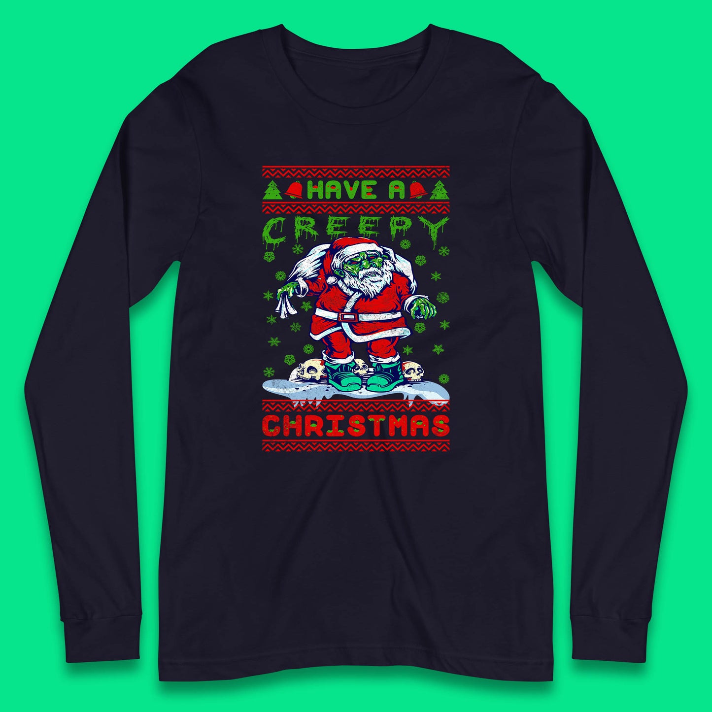 zombie santa claus long sleeve top