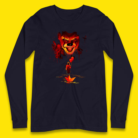 IT Clown Pennywise Halloween Horror Movie Character Serial Killer Clown Costume Long Sleeve T Shirt