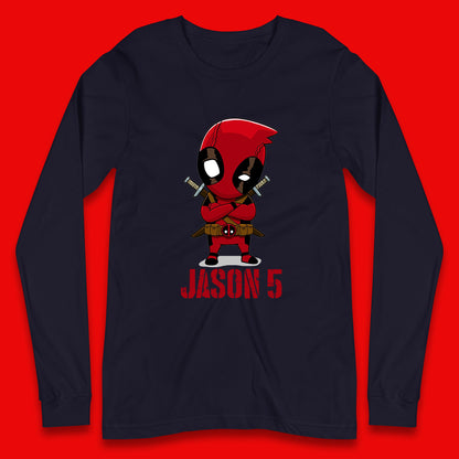 Personalised Chibi Deadpool Fictional Character Your Name & Age Superhero Comic Book Character Deadpool Marvel Comics Long Sleeve T Shirt