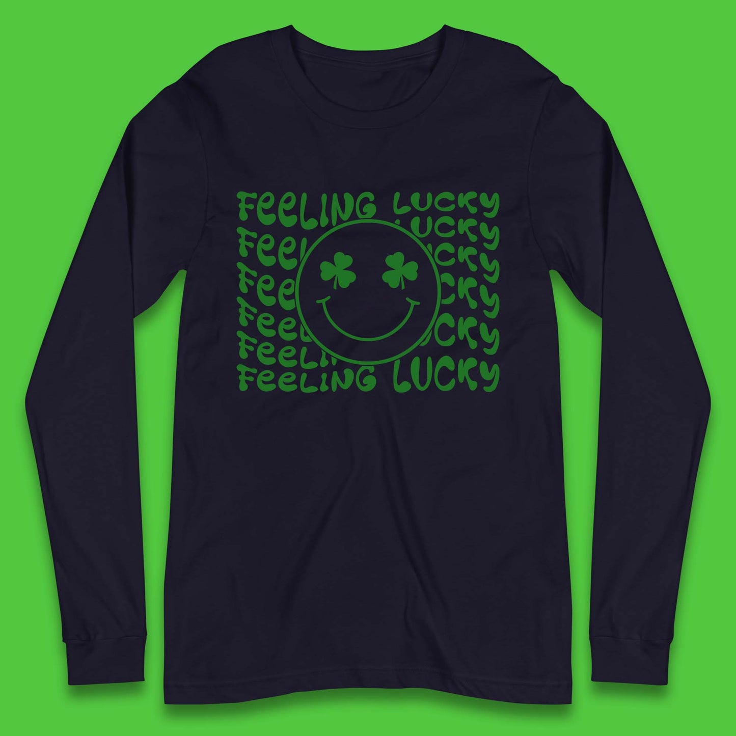 Feeling Lucky Smiley Shamrock Long Sleeve T-Shirt