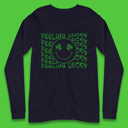 Feeling Lucky Smiley Shamrock Long Sleeve T-Shirt