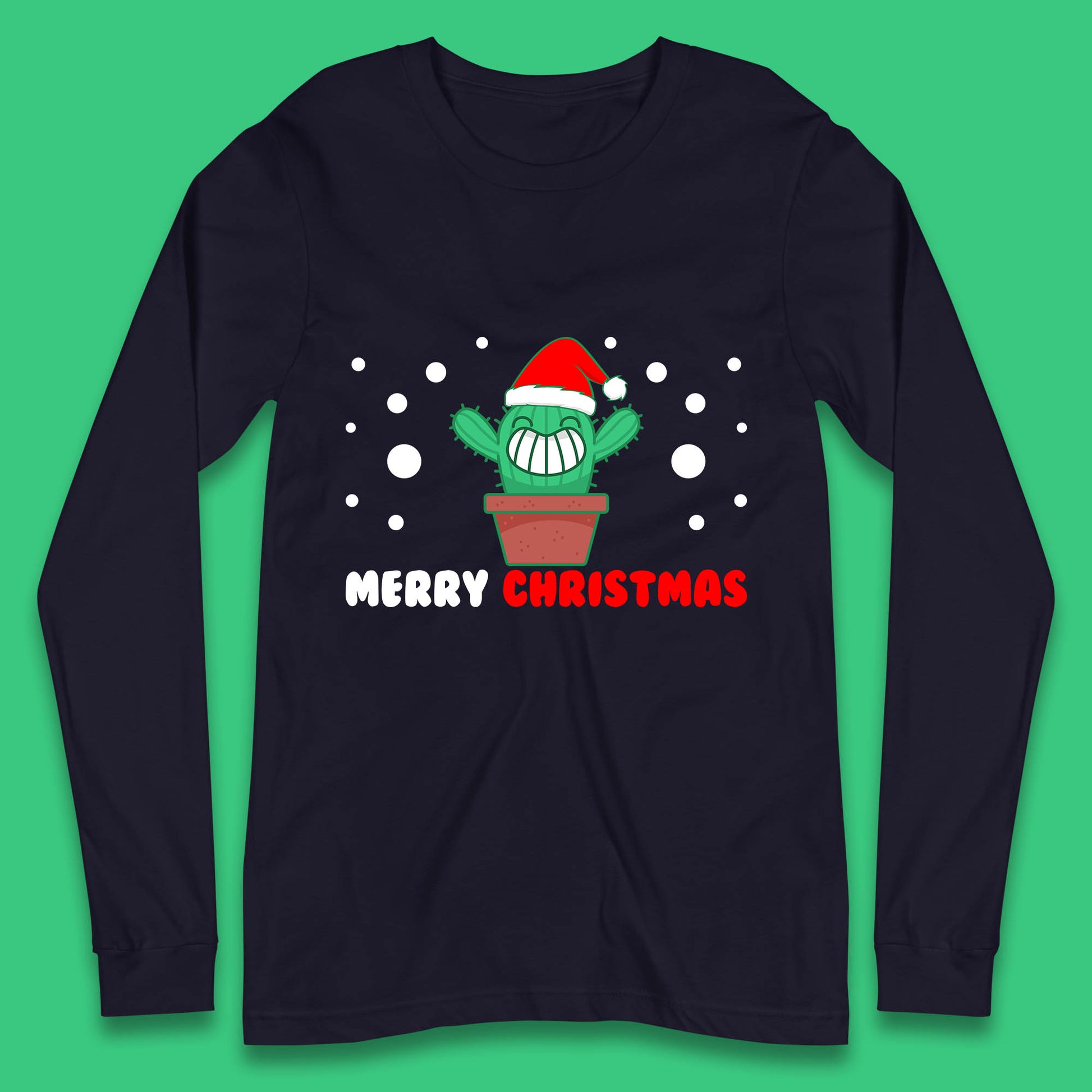 merry christmas little cactus with santa hat t shirt