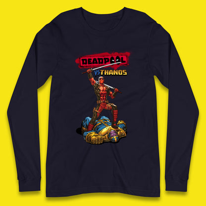 Marvel Comics Deadpool VS Thanos The Ultimate Face Off Comic Book Fictional Characters Long Sleeve T Shirt