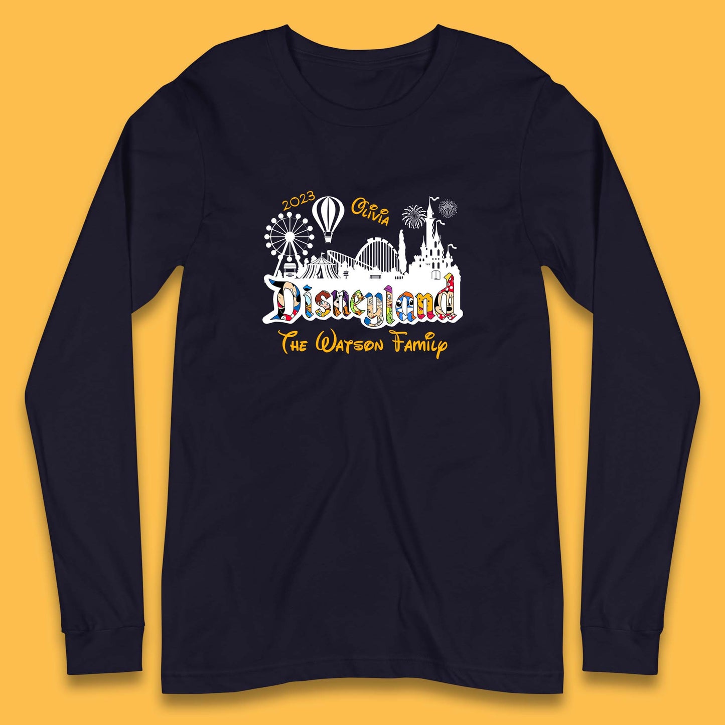 Personalised Disneyland Family Vacation Your Name Disneyland Castle Disneyworld Trip Long Sleeve T Shirt