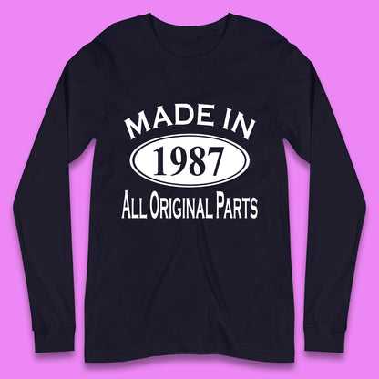 Made In 1987 All Original Parts Vintage Retro 36th Birthday Funny 36 Years Old Birthday Gift Long Sleeve T Shirt