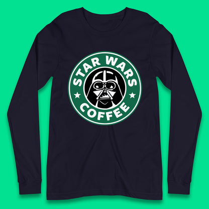 Sci-fi Action Adventure Movie Character Darth Vader Star Wars Coffee Starbucks Coffee Spoof Star Wars 46th Anniversary Long Sleeve T Shirt