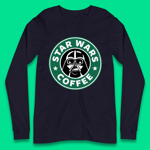 Sci-fi Action Adventure Movie Character Darth Vader Star Wars Coffee Starbucks Coffee Spoof Star Wars 46th Anniversary Long Sleeve T Shirt