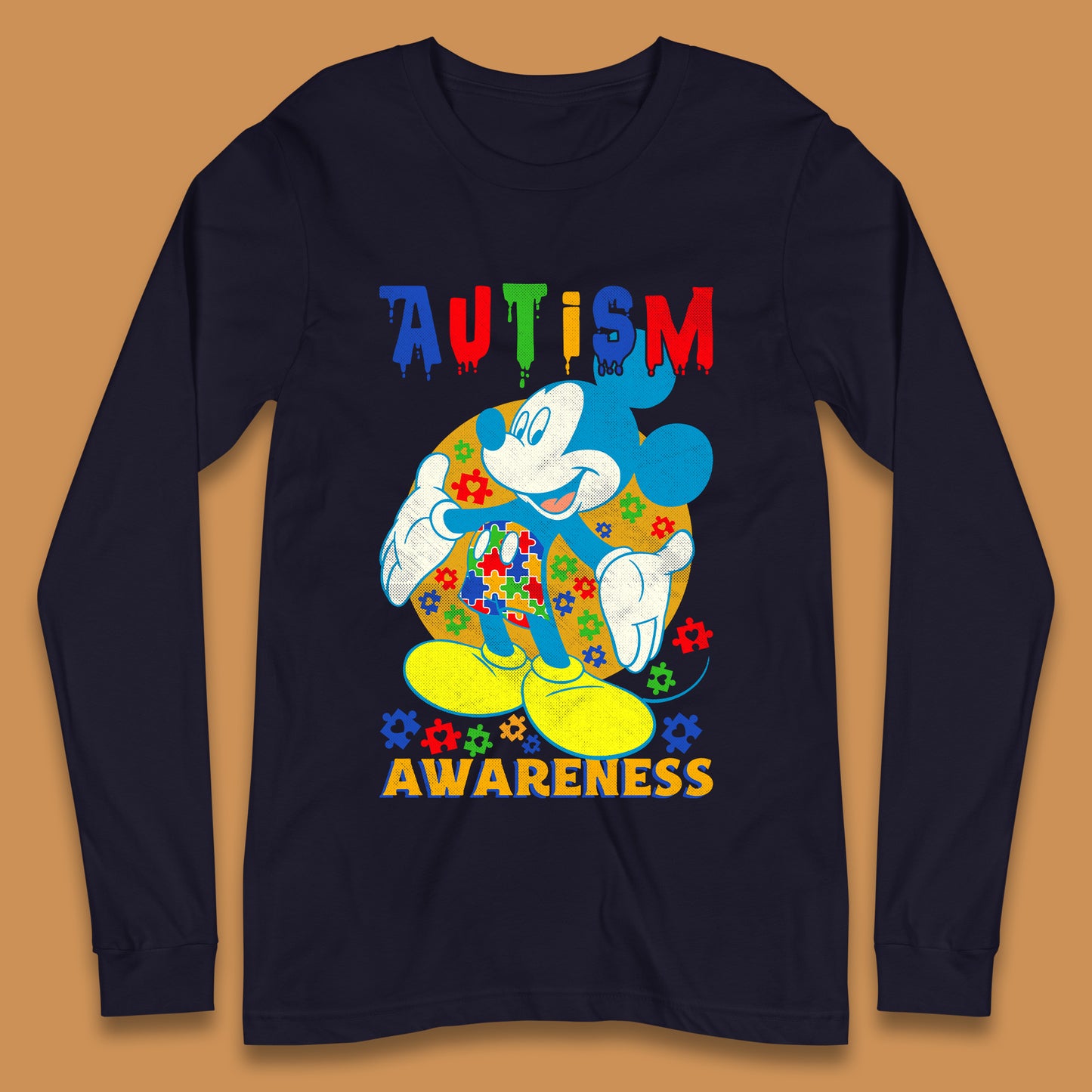 Autism Awareness Mickey Mouse Long Sleeve T-Shirt