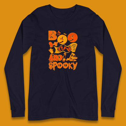 Boo Tiful and Spooky Halloween Horror Scary Boo Ghost Spooky Season Long Sleeve T Shirt