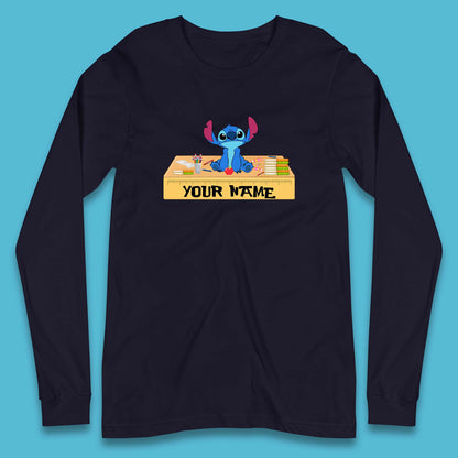 Personalised Disney Stitch Welcome Back To School Your Name Lilo & Stitch School First Day Of School Long Sleeve T Shirt