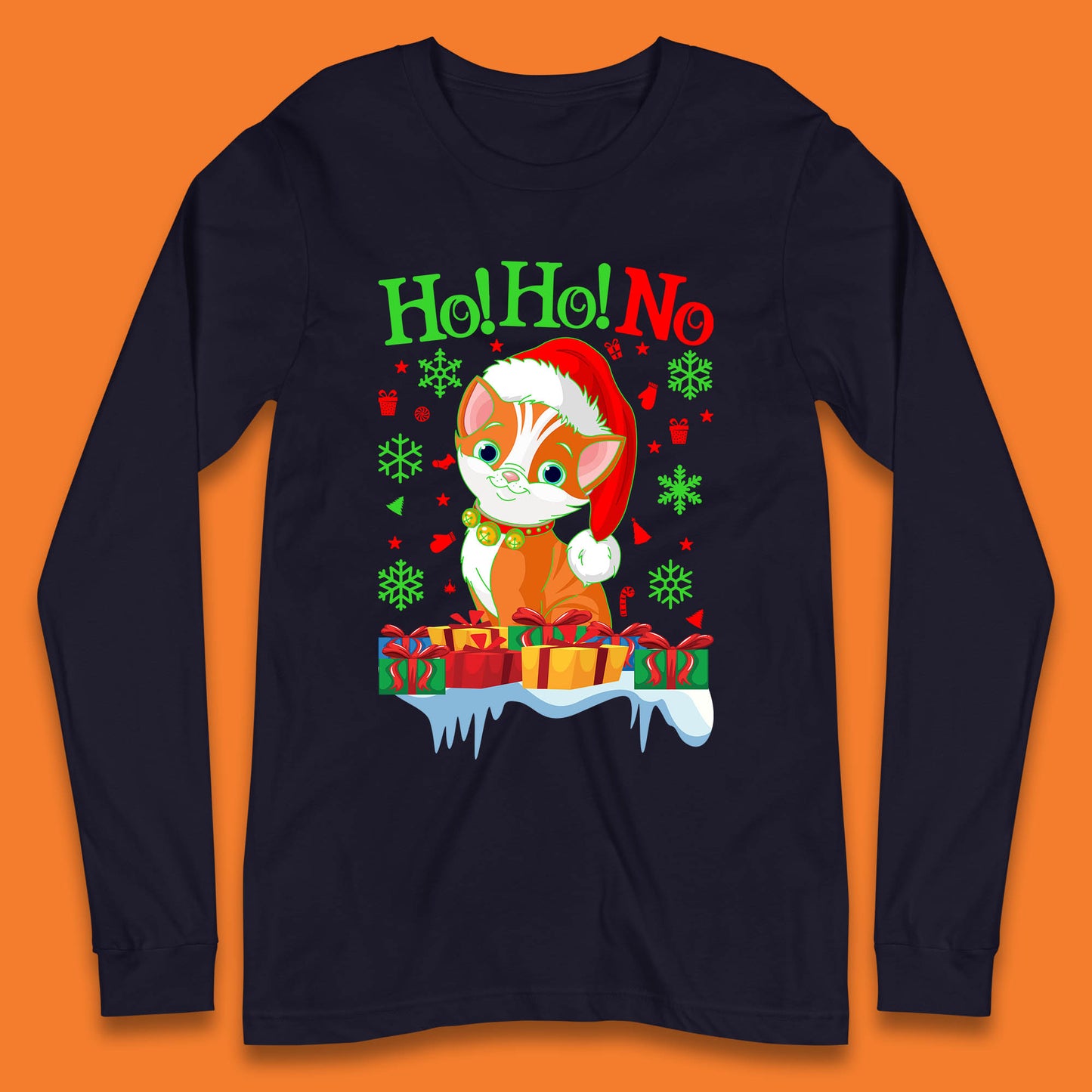 ho ho no christmas cat long sleeve t shirt