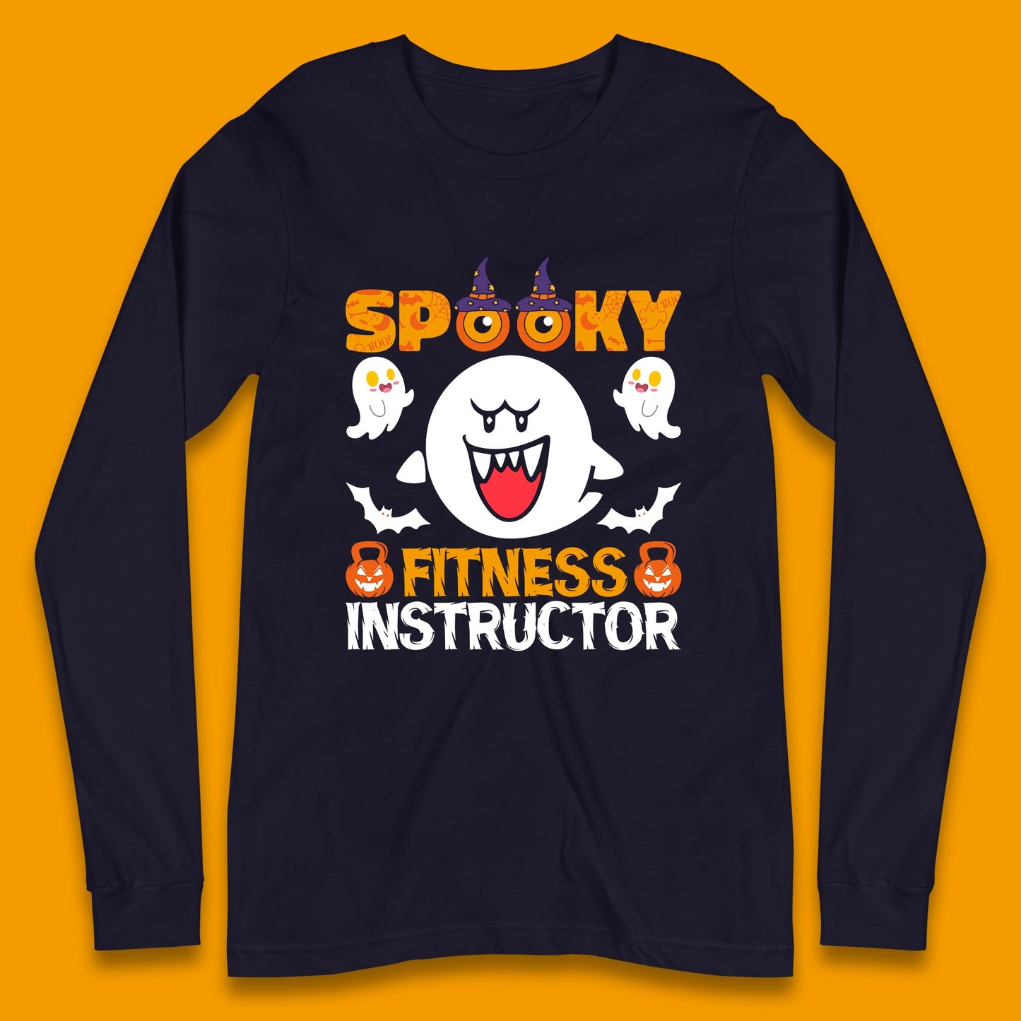 Halloween Spooky Fitness Instructor Super Mario Boo Halloween Costume Long Sleeve T Shirt