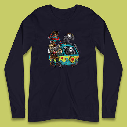 Halloween Scooby Doo Friends Van Horror Movie Villians Characters Mystery Machine Long Sleeve T Shirt