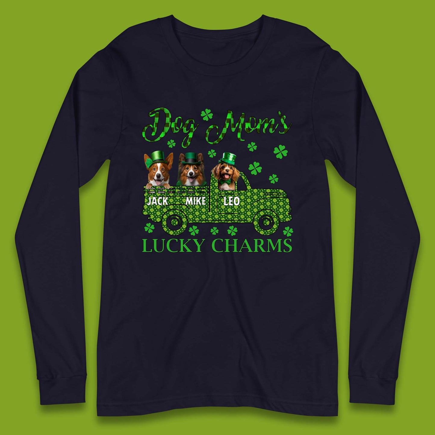 Personalised Dog Mom's Lucky Charms Long Sleeve T-Shirt