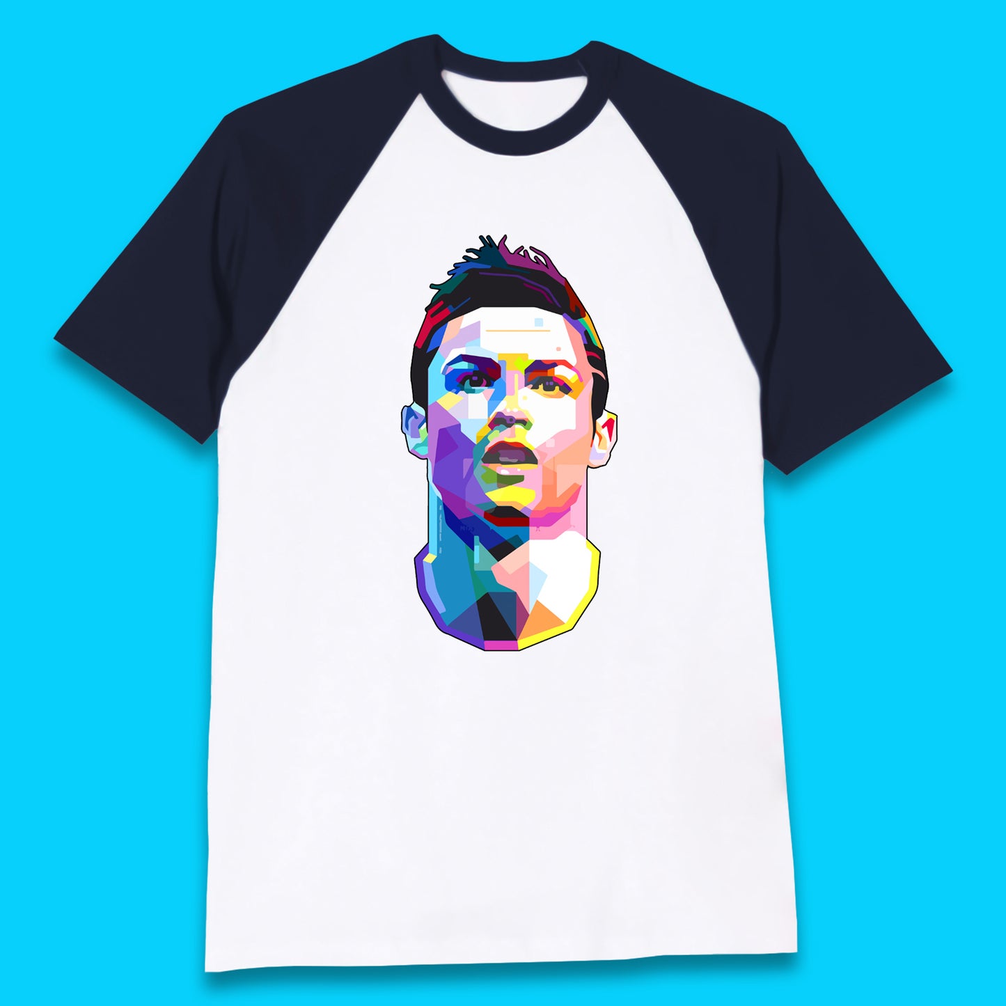 Cristiano Ronaldo Retro Style Portrait Football Player CR7 Portuguese Professional Footballer Soccer Player Sports Champion Baseball T Shirt