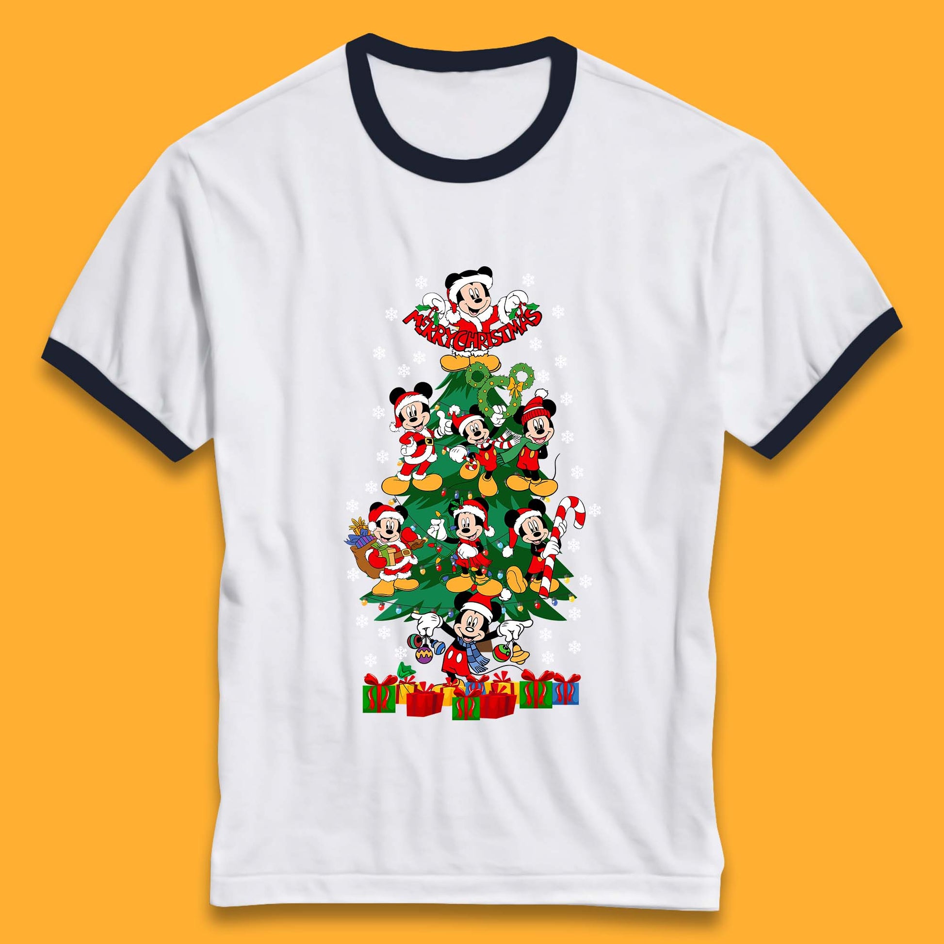 mickey mouse christmas tree ringer tee