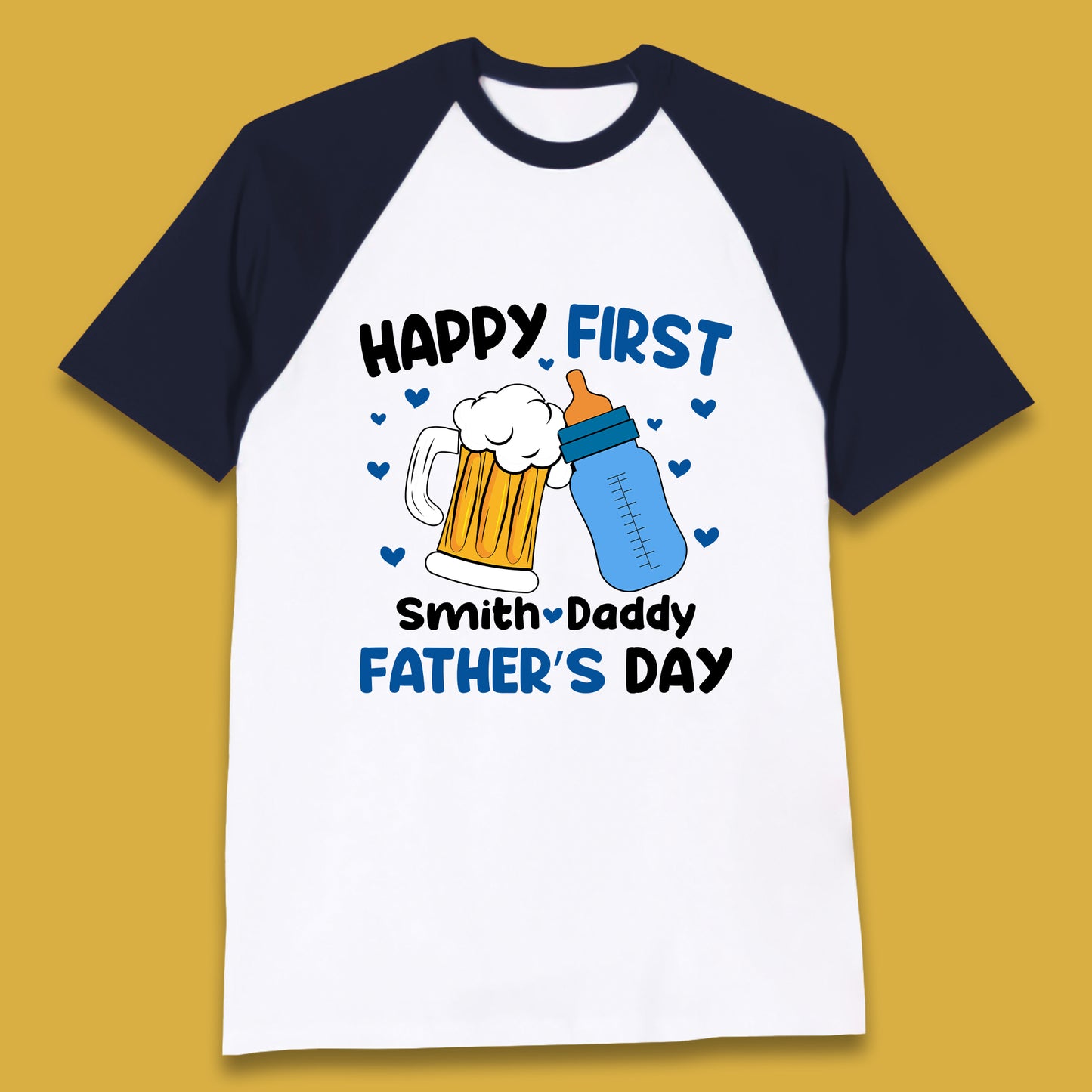 Personalised Happy First Father's Day Baseball T-Shirt