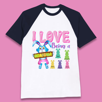 Personalised I Love Being A Grandma Baseball T-Shirt