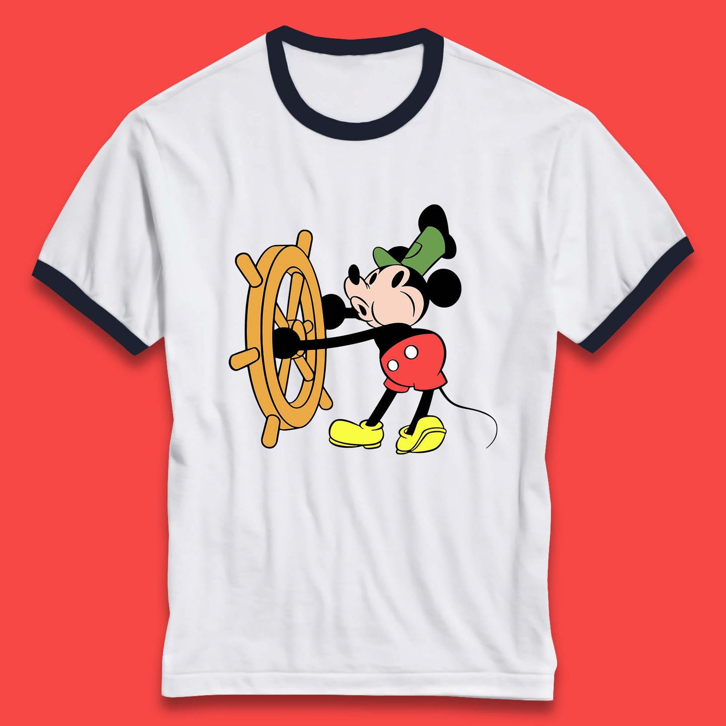 Classic Disney Mickey Mouse Steamboat Willie Disneyland Magic Kingdom Trip Ringer T Shirt