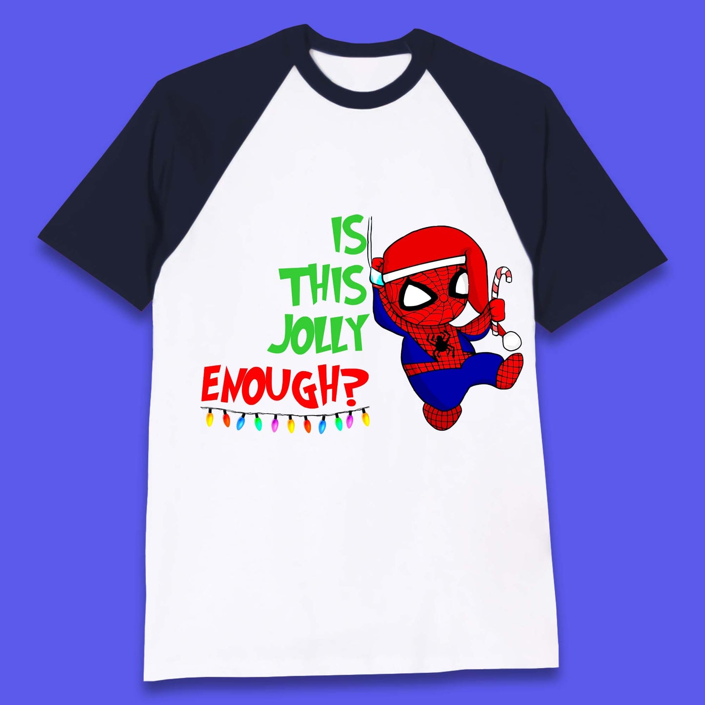 Jolly Enough Spiderman Christmas Baseball T-Shirt