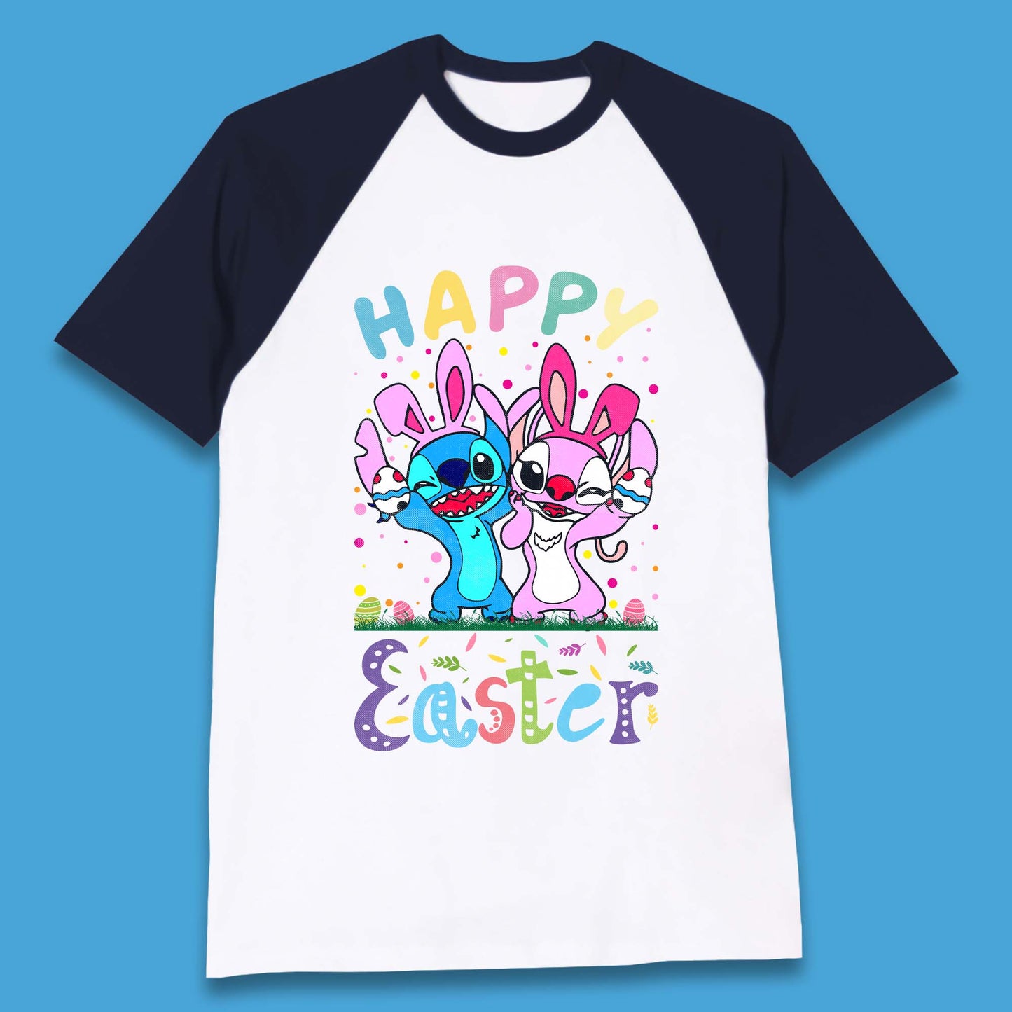 Happy Easter Stitch Baseball T-Shirt