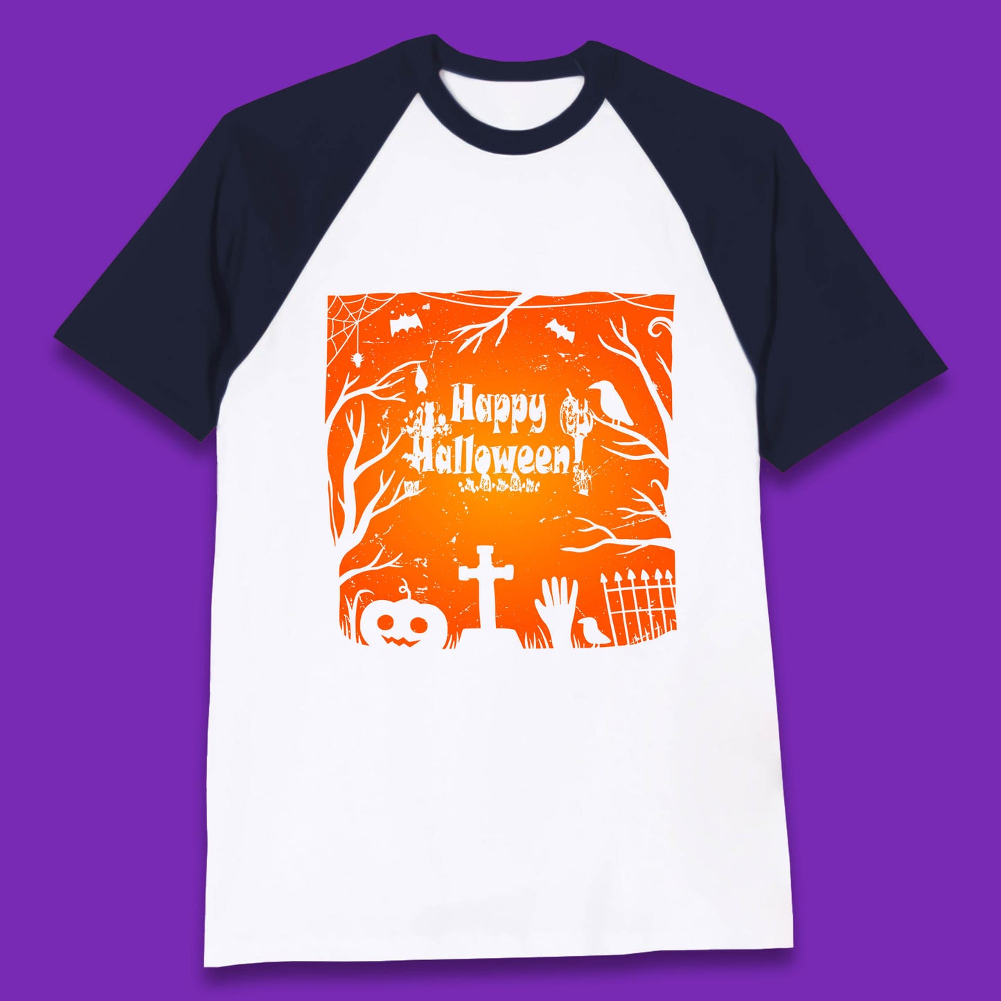 Happy Halloween Witch Hand Cross Sign Scary Pumpin Spooky Terrific Halloween Night Baseball T Shirt