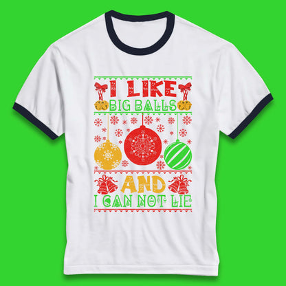 funny balls christmas ringer t shirt