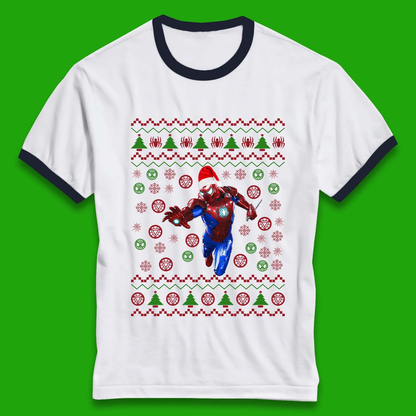 Iron Spider Man Suit Christmas Ringer T-Shirt