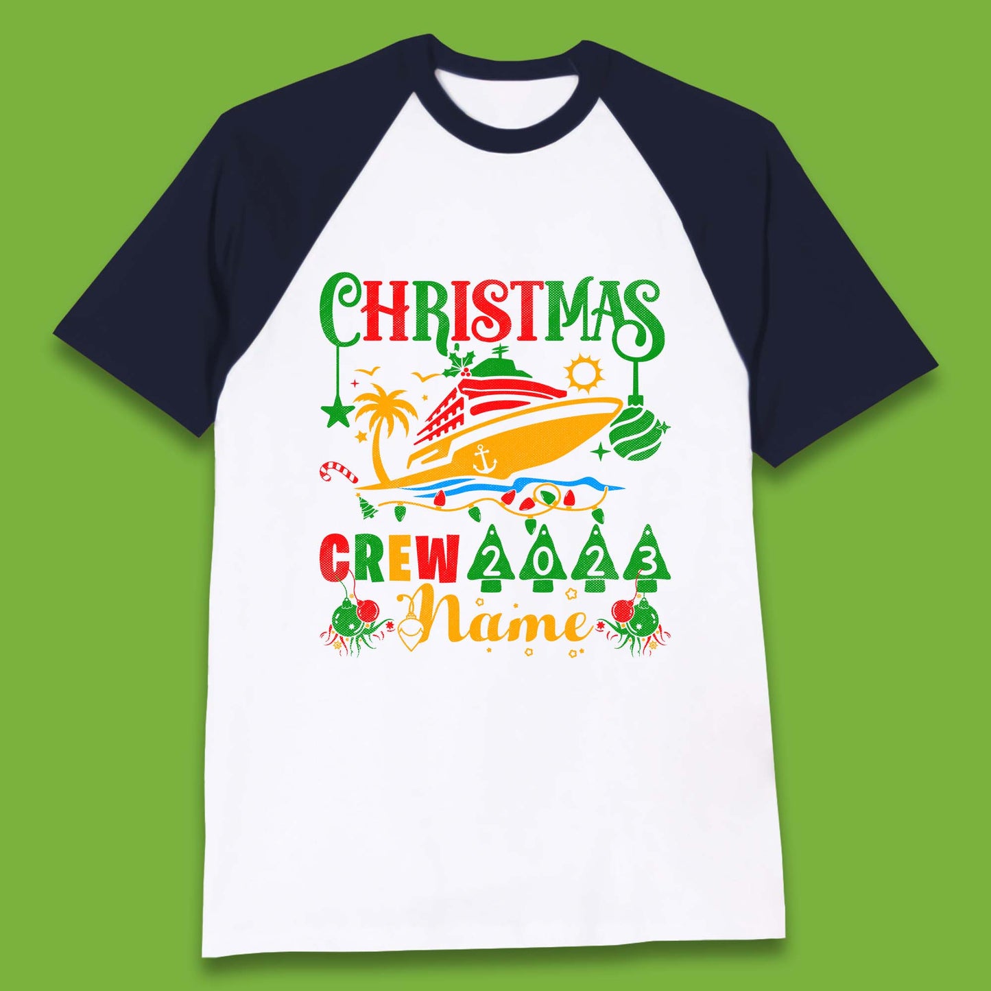 Personalised Cruise Crew Christmas Baseball T-Shirt