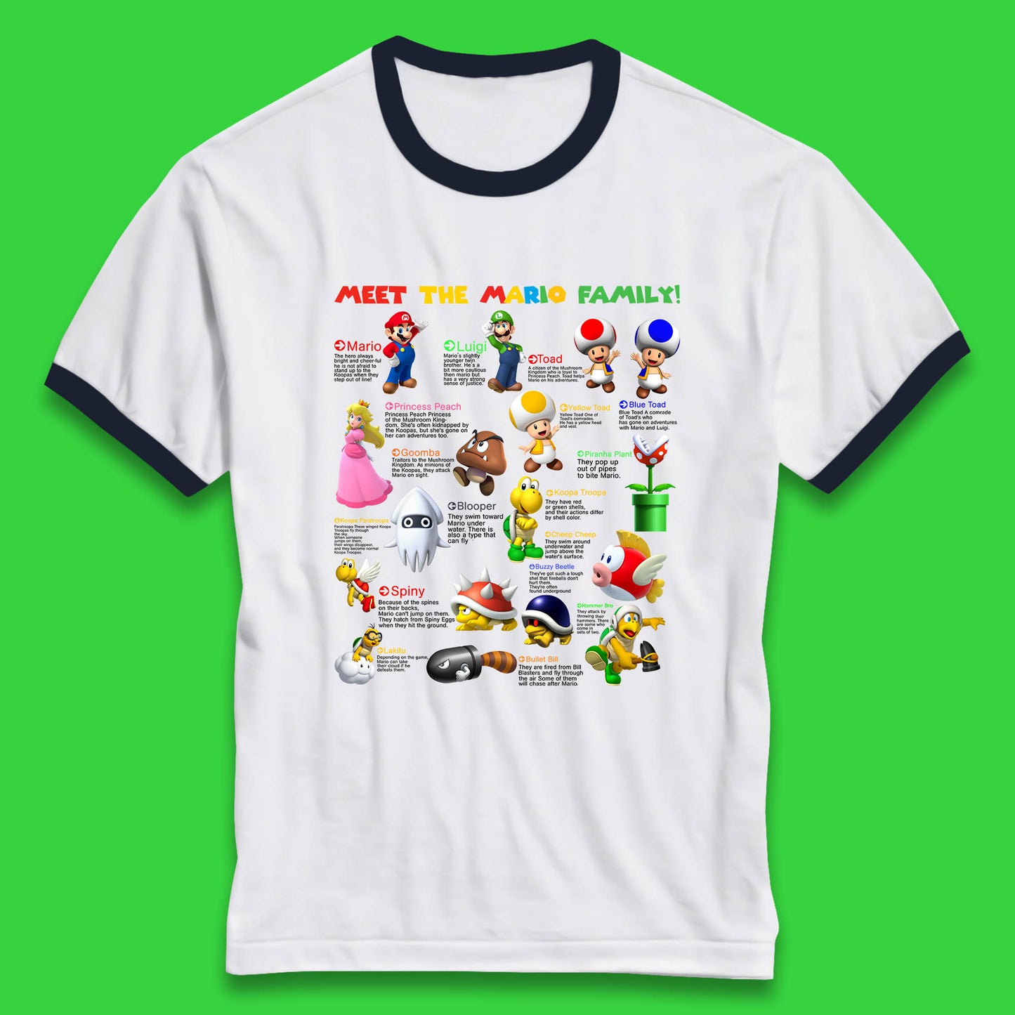 Meet The Mario Family Super Mario Vintage Mario Family Matching Costume Ringer T Shirt