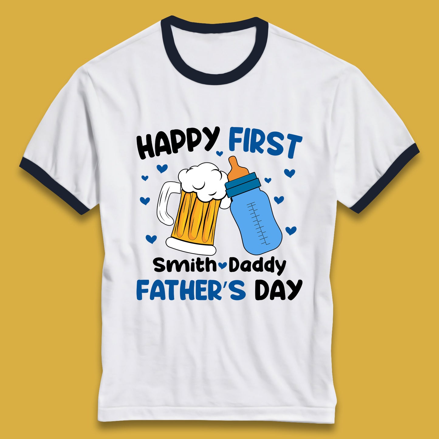 Personalised Happy First Father's Day Ringer T-Shirt