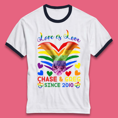 Personalised Lgbt Love Is Love Ringer T-Shirt