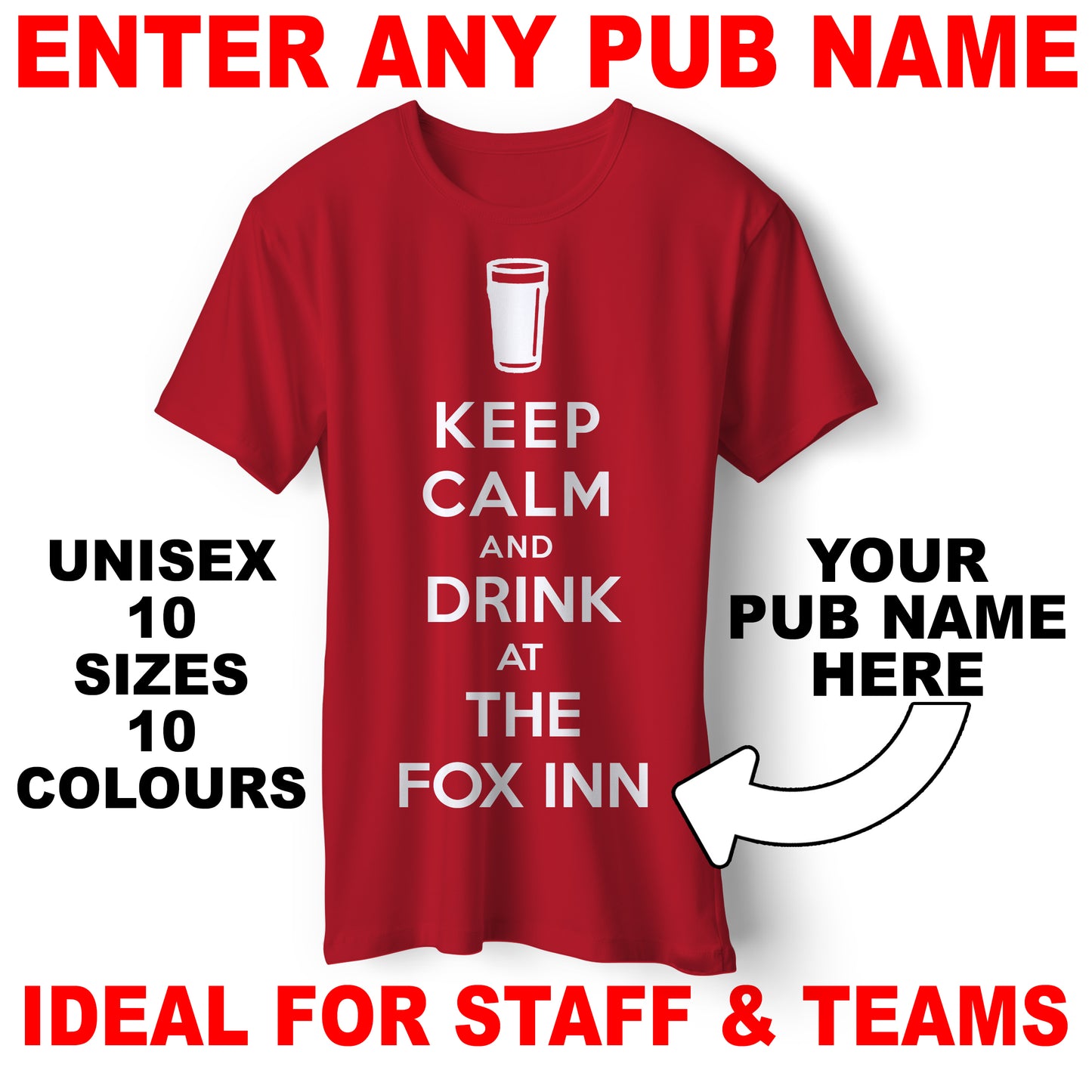 Personalised Keep Calm and Drink at The Pub T-Shirt