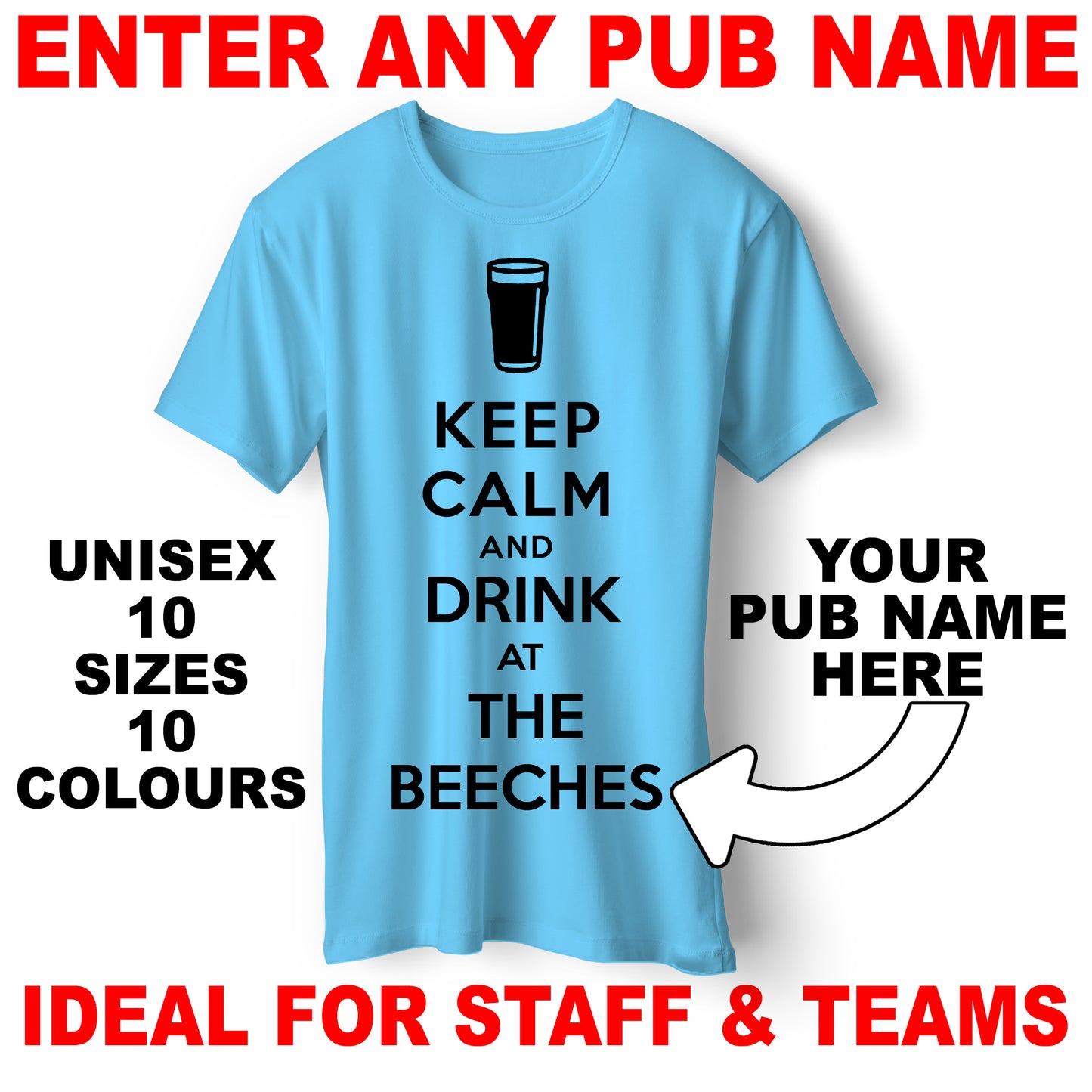 Personalised Keep Calm and Drink at The Pub T-Shirt