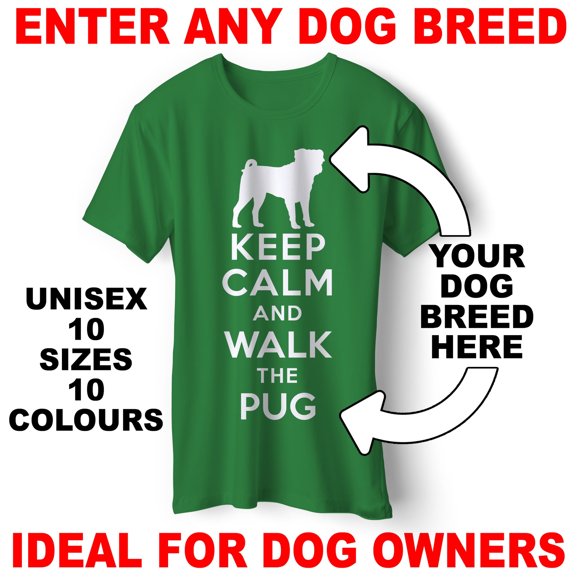 Personalised Keep Calm and Walk The Dog Unisex T-Shirt with any Dog Breed