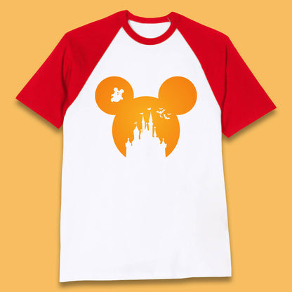 Disney Mickey Mouse Happy Halloween Disney Castle Halloween Scary Boo Flying Bats Baseball T Shirt