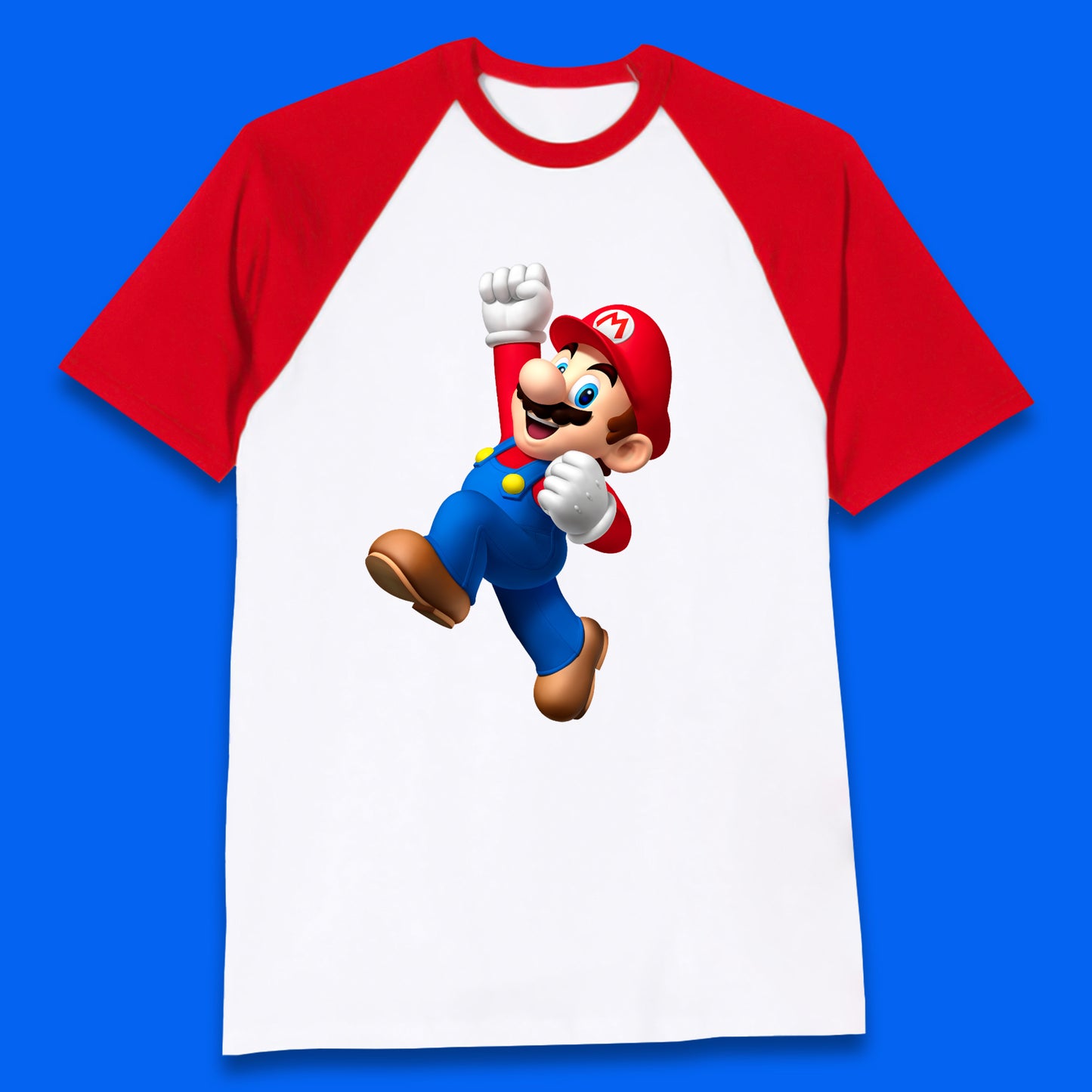 Super Mario Jumping In Happy Mood Funny Game Lovers Players Mario Bro Toad Retro Gaming Baseball T Shirt