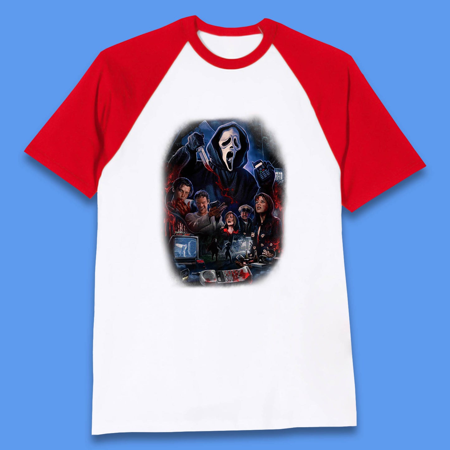 The Scream Movie Poster Ghostface Halloween Ghost Face Scream Horror Movie Character Baseball T Shirt